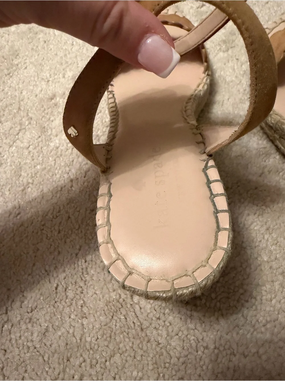 kate spade pre-loved Women’s Tan Scalloped Espadrille Ankle-Strap Sandals